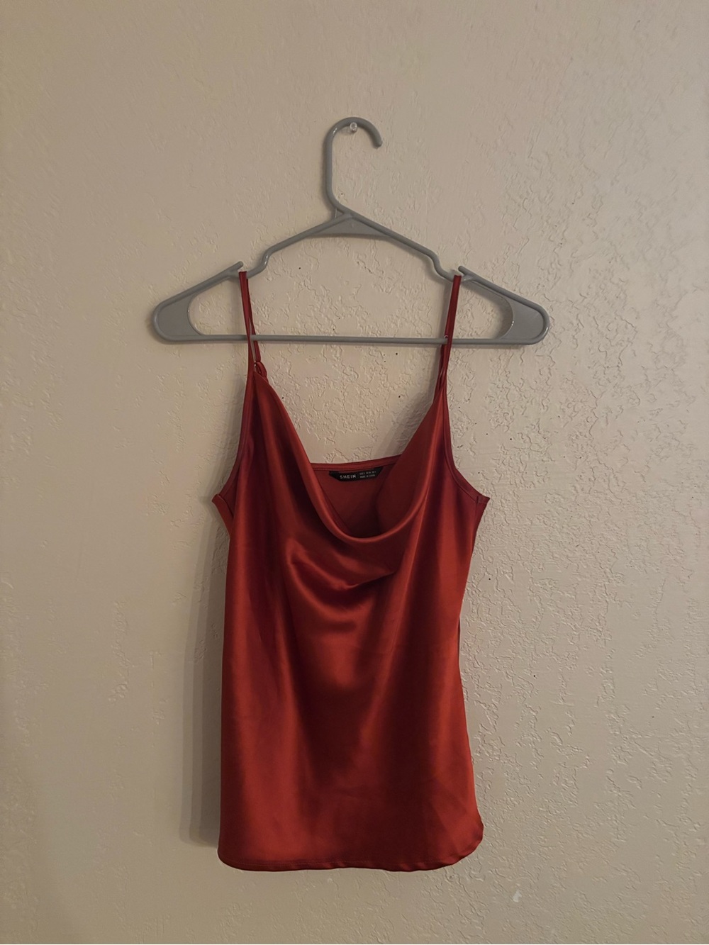 SHEIN Rust Red Satin Cowl Neck Camisole